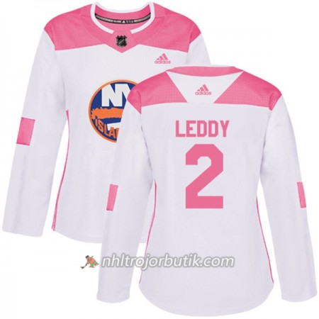 Dame Ishockey New York Islanders Tröja Nick Leddy 2 Adidas 2017-2018 Vit Rosa Fashion Authentic